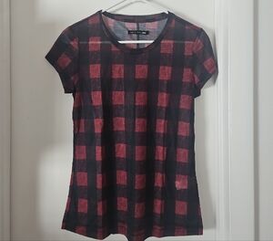 Rag & Bone Red and Black Fitted Short Sleeve Tee